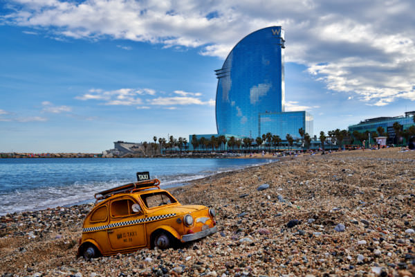 Taxi zum Hotel W, Barcelona, Spanien