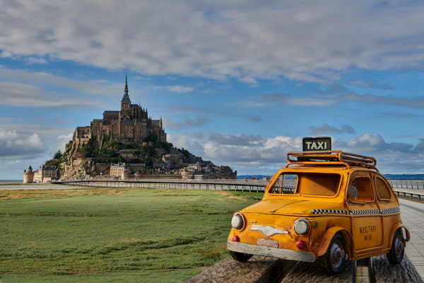 Taxi zu Le Mont-Saint-Michel, Normandie, Frankreich